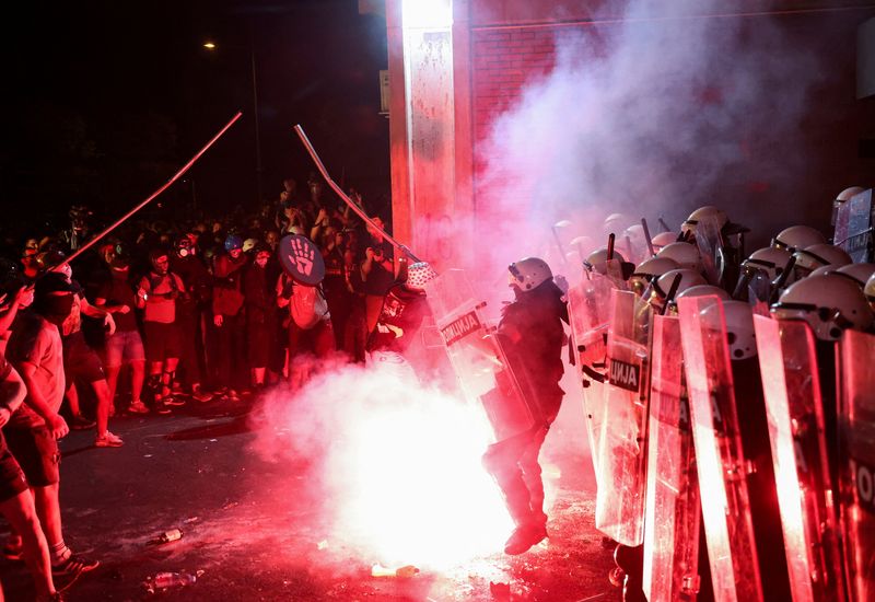 Serbian Police Use Teargas To Disperse Anti Government Protesters