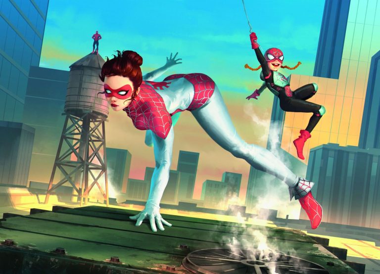 Magic: The Gathering's Spider Man Set Is Full Of Spider Verse Spider Folk Including The Superhero Identities Of Peter Parker's Alternate Universe Wife And Daughter