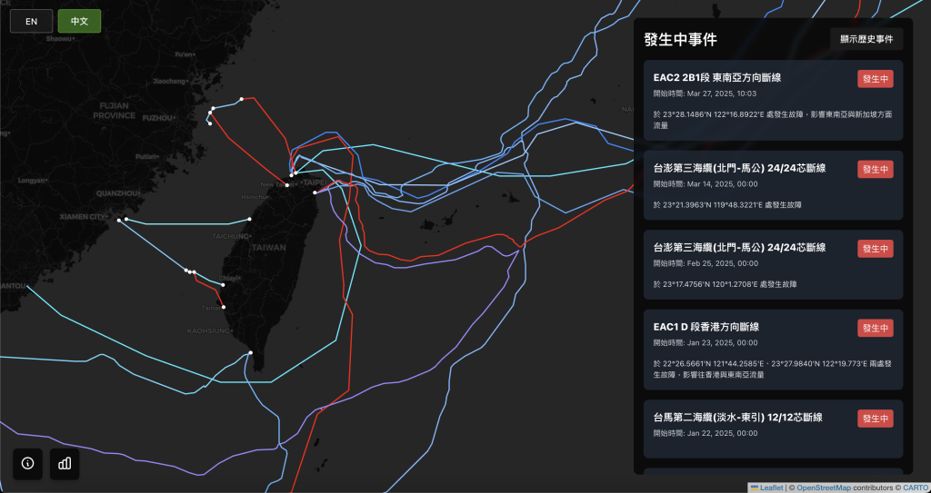 Taiwan Submarine Cable Map Showing Current Outage