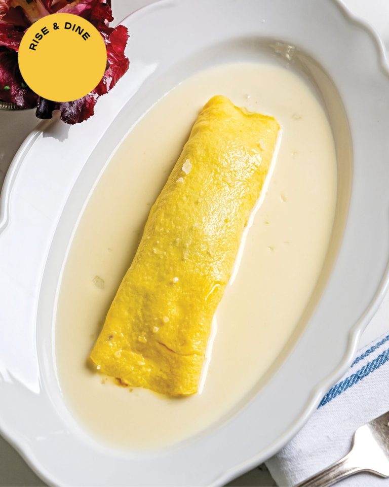 French Omelet With Caramelized Onions And Goat Cheese